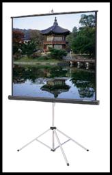 Dalight Fastfold framed projection screen in a room